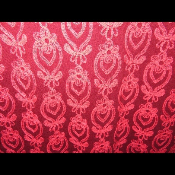 J. Crew Top Maroon Red Embroidery Preppy 3/4 Sleeve Knit Stretch Blouse Shirt - Picture 4 of 5